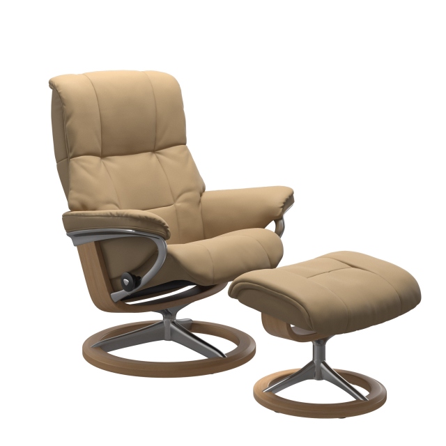 Chair & Stool With Signature Base In Paloma Leather - Stressless Mayfair