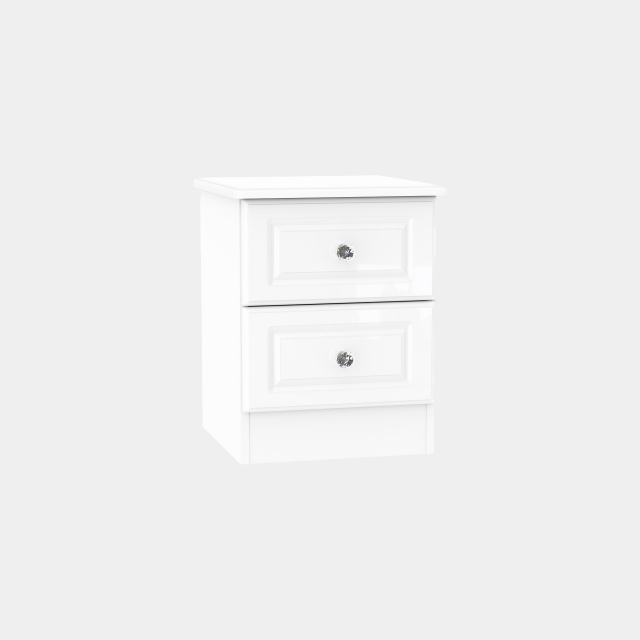 2 Drawer Bedside In White High Gloss - Lincoln