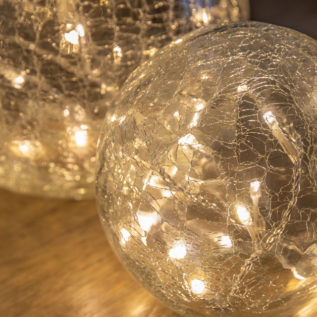 Set of 3 Crackle Globes - LED Clear