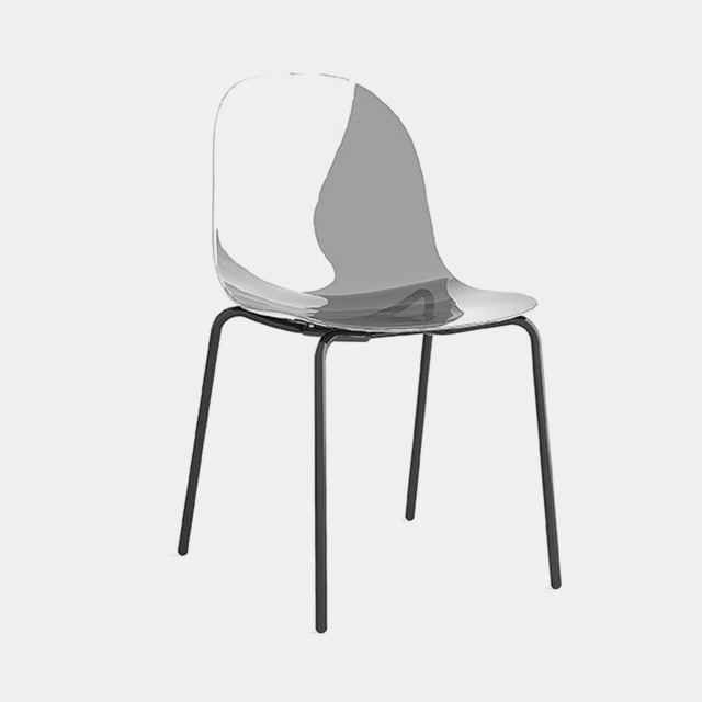 Dining Chair In P266 Transparent Smoke Grey & P15 Matt Black Leg - Connubia Calligaris Academy