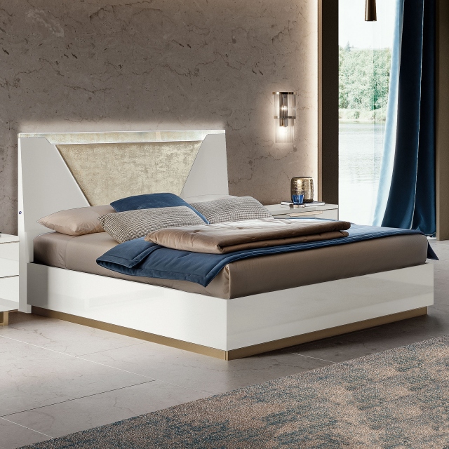 150cm (King) Bed Frame In White Gloss Finish - Sahara