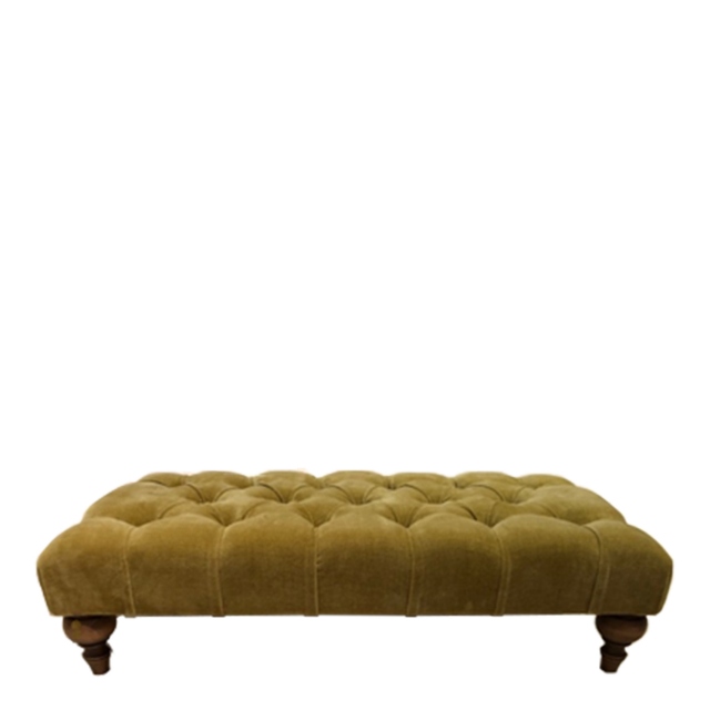 Small Buttoned Footstool In Fabric - Derwent