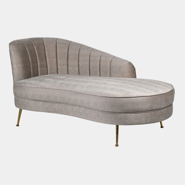 Chaise Longue In Warm Grey Hide Print - Jude