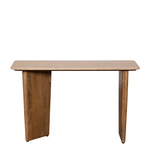 Console Table in Mango Wood with Travertine Top - Hickory