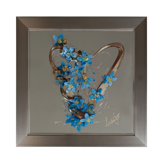 Small Liquid Art by Clare Wright - Forget Me Not Heart