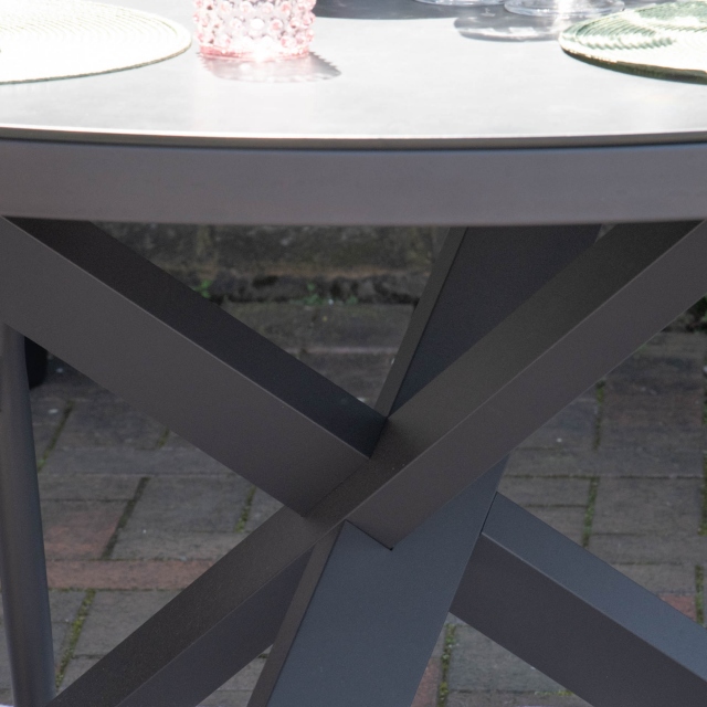 6 Seat Round Dining Set In Clay Stone Grey - Kingston
