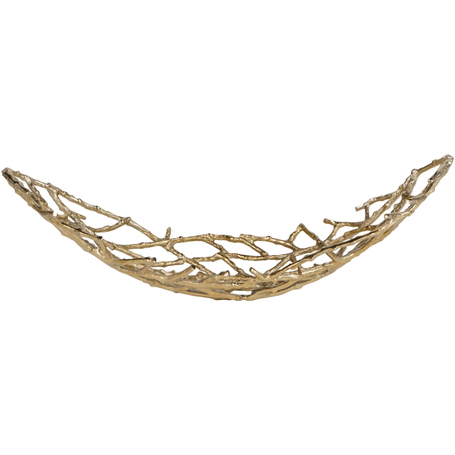 Large Gold Oval Bowl - Twig