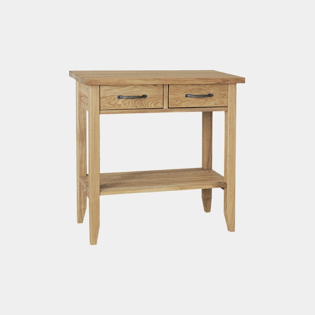 2 Drawer Console Table In Oak Finish Natural Lacquer - Loxley