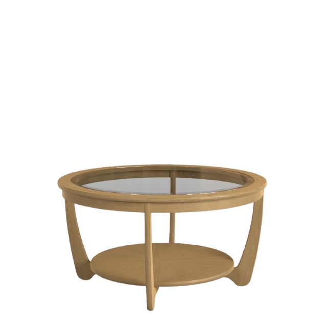 Round Coffee Table With Glass Top - Contour