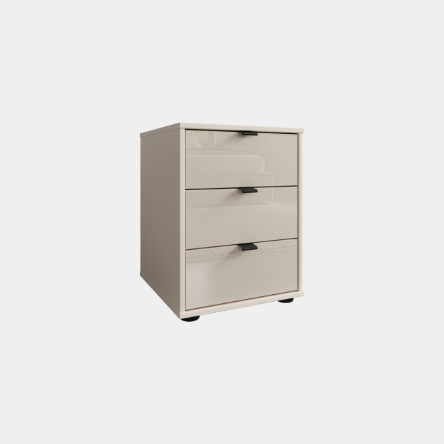 3 Drawer Bedside With Glass Front - Florida