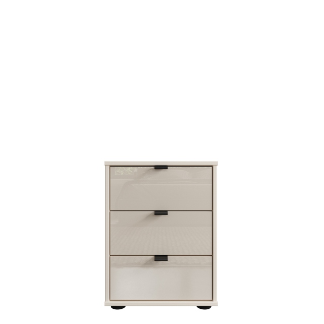 3 Drawer Bedside With Glass Front - Florida