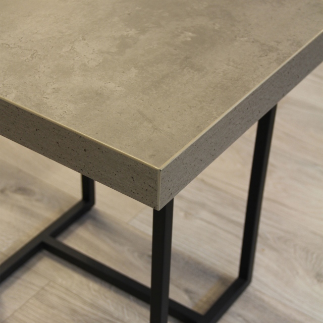 Lamp Table With Concrete Effect Top & Black Metal Base - Item as Pictured - Seattle