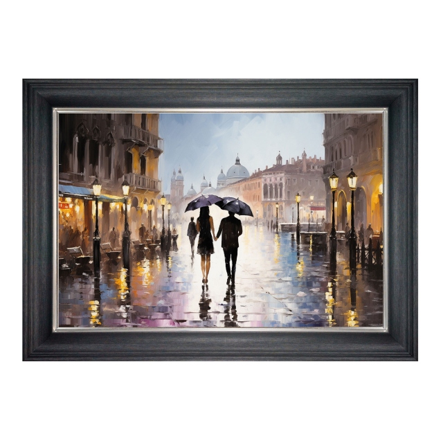 Framed Print - Couple Stroll Venice Colour