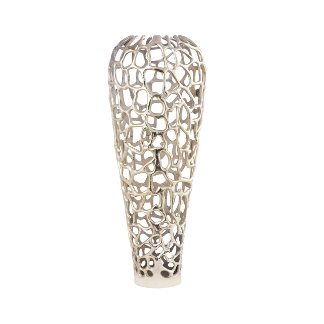 Light Gold Metal Vase - Coral