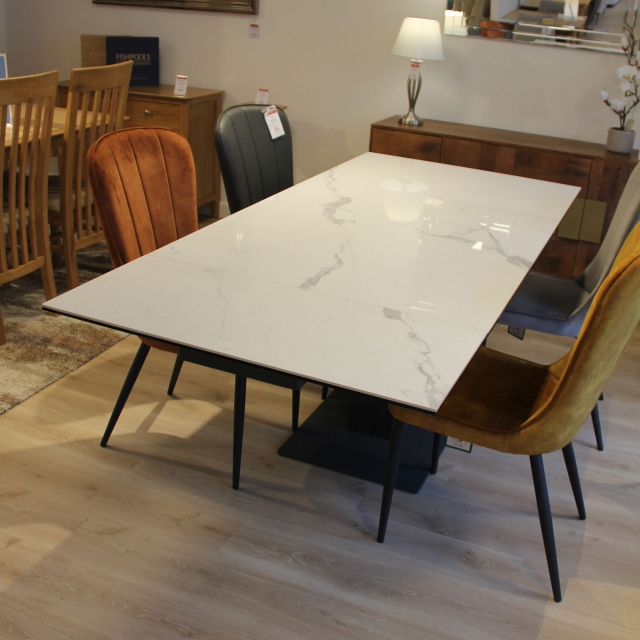 160cm Extending Dining Table In White Ceramic - Item as Pictured - Cento