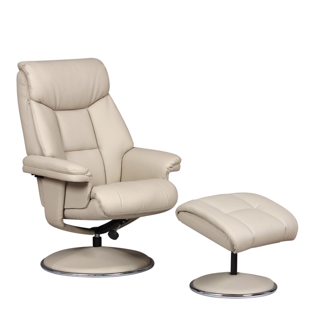 Swivel Chair & Stool In Plush PU Bone - Orion