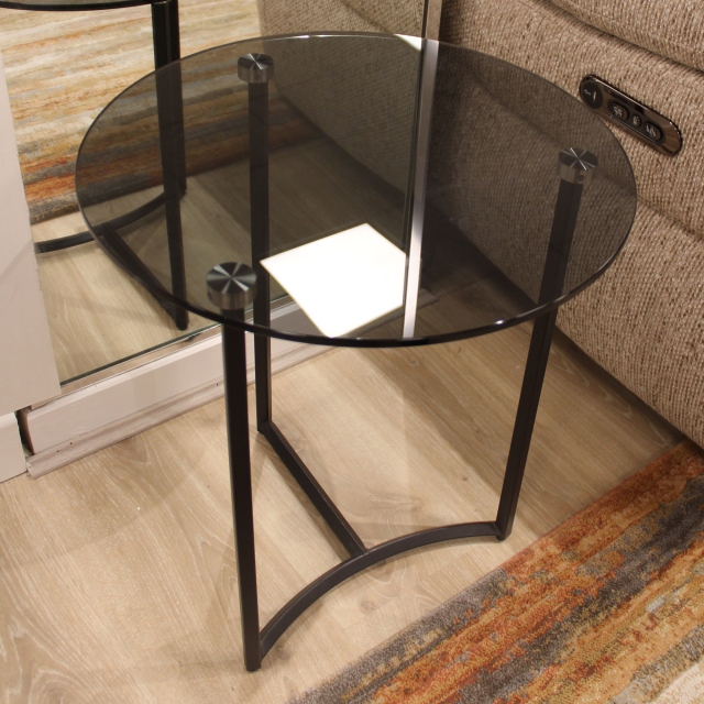 Side Table Smoked Glass Top With Black Frame - Item as Pictured - Casella