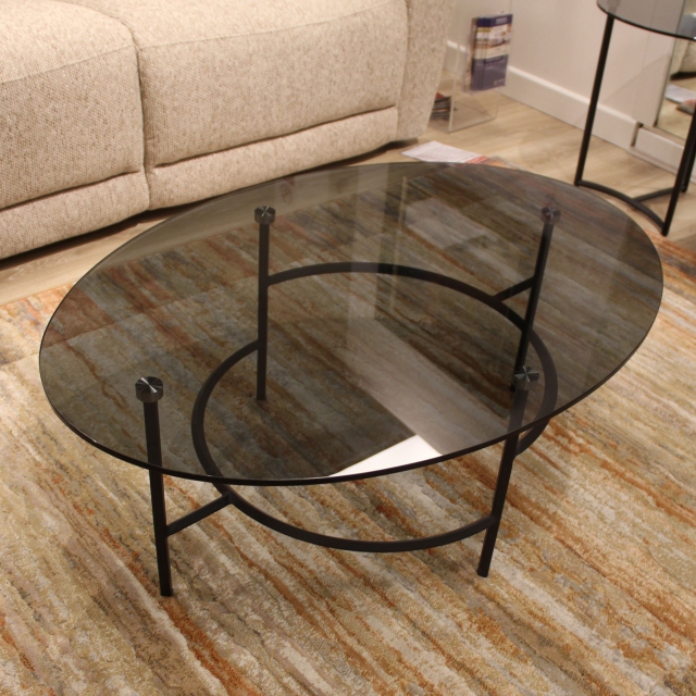 Coffee Table Smoked Glass Top With Black Frame - Item as Pictured - Casella