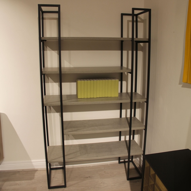 Bookcase With Concrete Effect Tops & Black Metal Base - Item as Pictured - Seattle