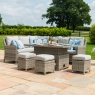 Corner Garden Dining Set with Rising Table Including Ice Bucket - Light Grey Rattan - Oyster Bay