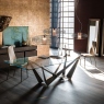 Shaped Dining Table In Clear Glass & Graphite Base - Cattelan Italia Skorpio
