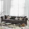 3 Seat Shallow Sofa In Fabric Grade A Oracle Choclate With Antique Studs & Dark Feet - Roosevelt
