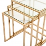 Nest Of 3 Tables In Clear Glass & Gold Polished Stainless Steel Frame - Auric