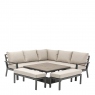 Modular Sofa Dining Set With Square Adjustable Piston Casual Table In Eco Fawn - Buenavista