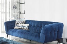 Navy blue fabric sofa