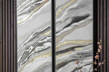 gold and greyscale marble effect framed canvas wall art
