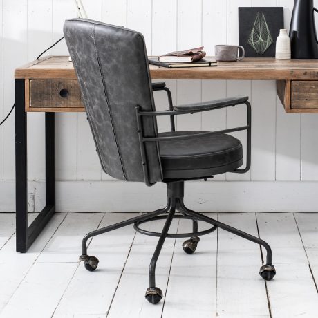 Lyndon Swivel Desk Chair In Grey