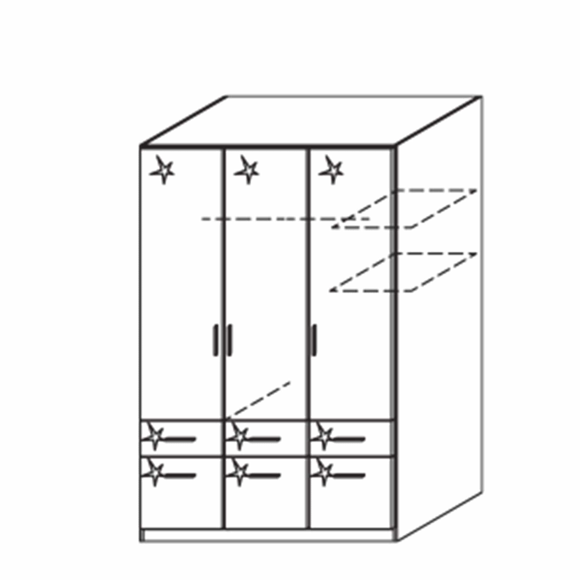 Amalfi - 3 Door 6 Drawer Hinged Combi Robe