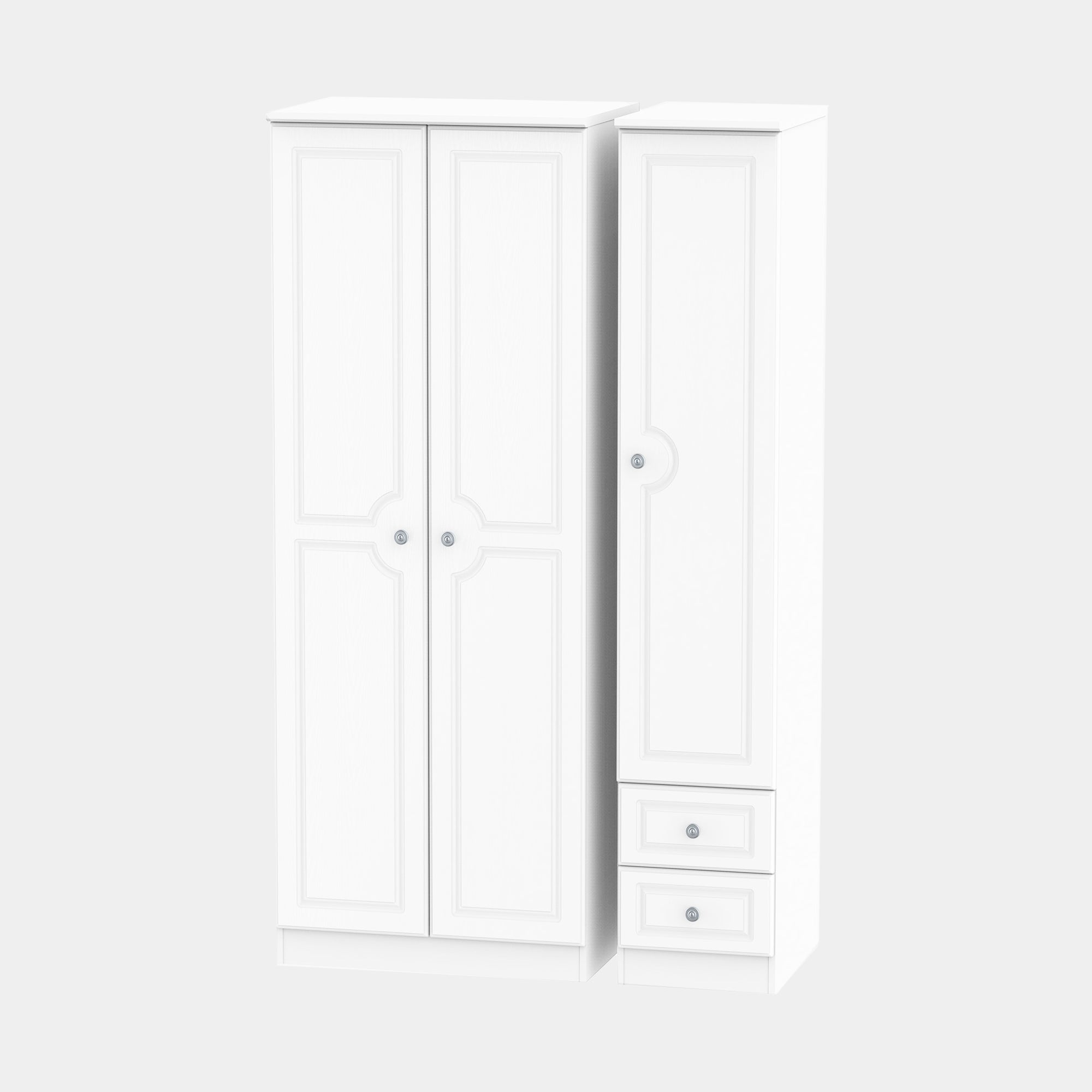 Ashford - Tall Triple Plain & Drawer Robe In White