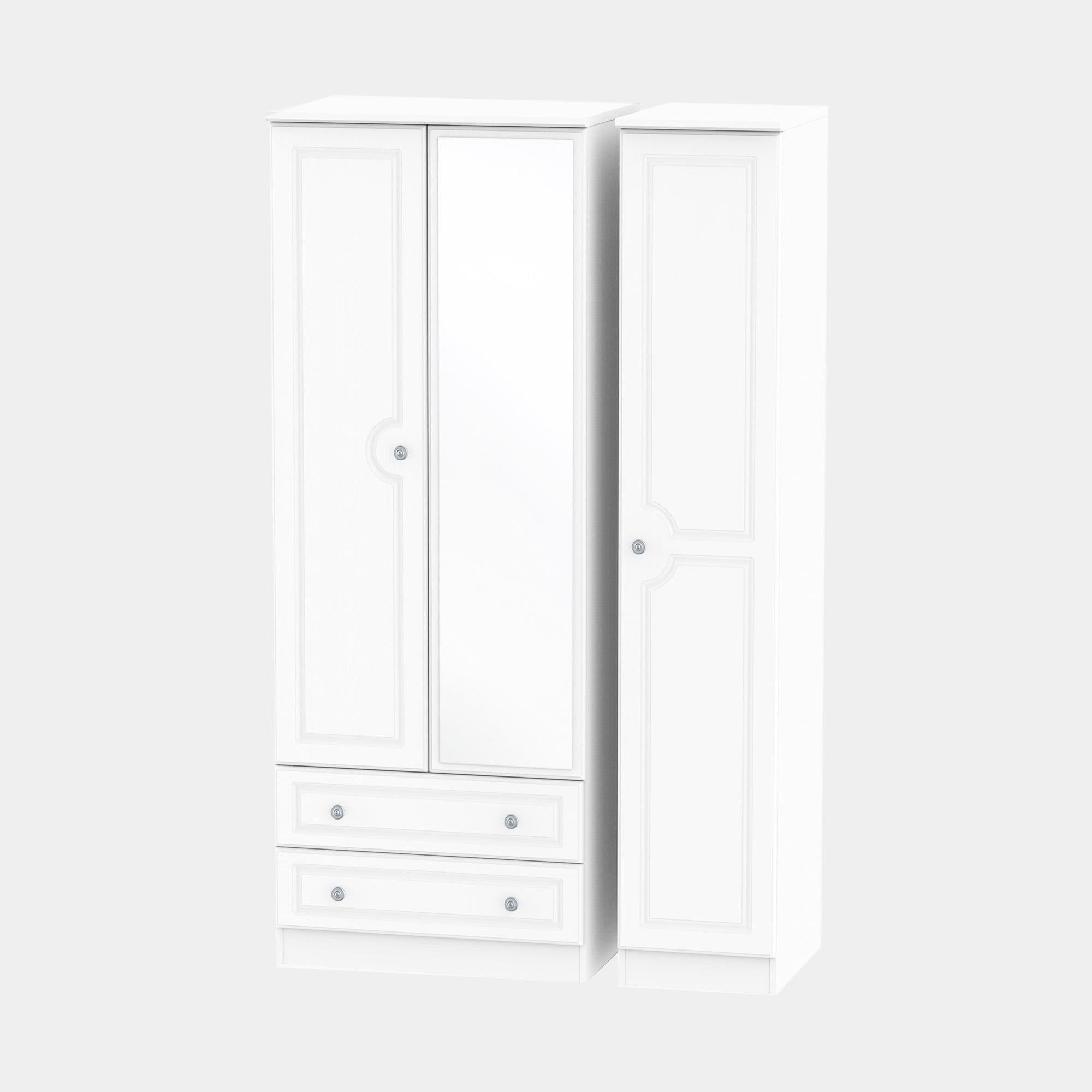 Ashford - Tall Triple 2 Drawer Mirror Robe In White