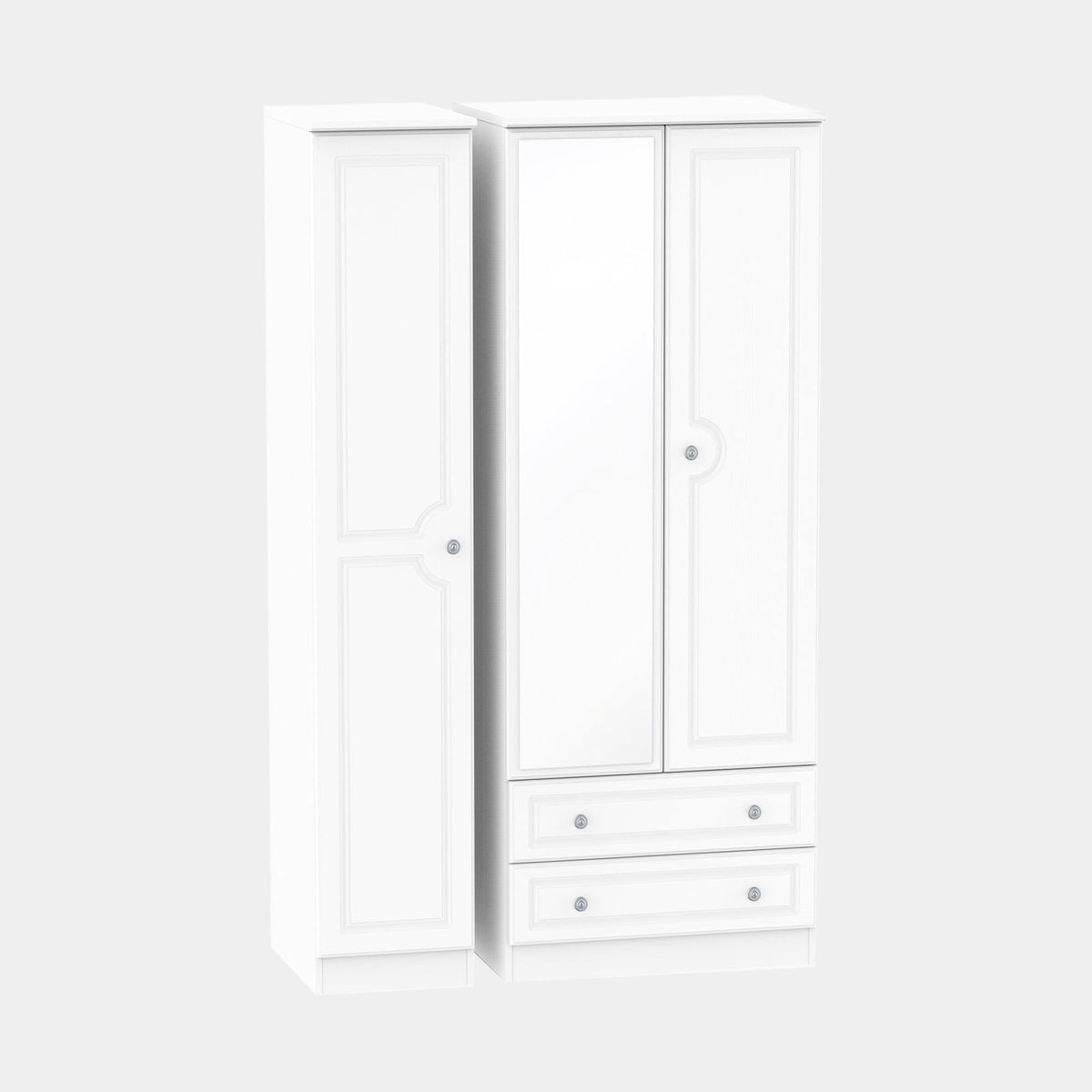 report armario卒服　XS Ashford - Mirrored Wardrobe, White Wood | Lowest Price