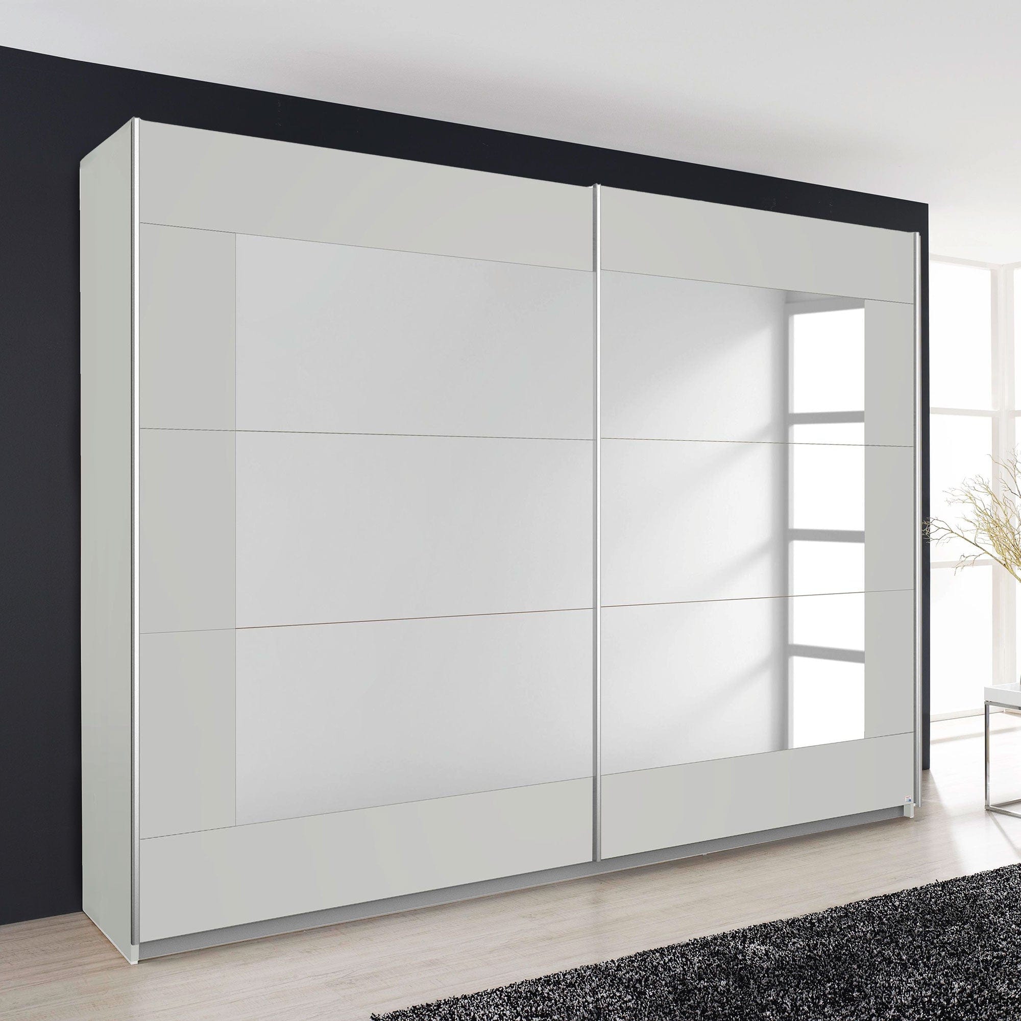 Arkana - 226cm 2 Sliding Door Robe With Mirror Doors In AD390 Silk Grey/Silk Grey Front