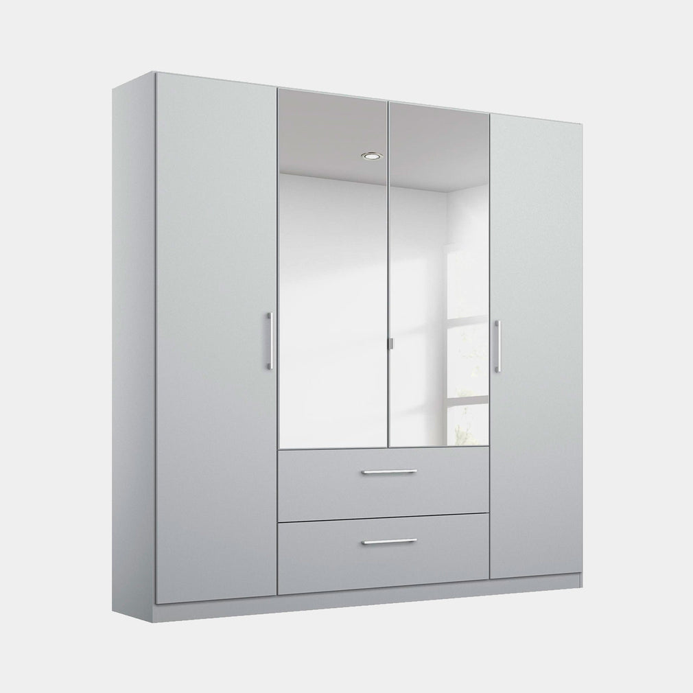 Cologne - Mirrored Wardrobe With Drawers & Mirror 181cm 4 Door 2 Mirror 2 Drawer