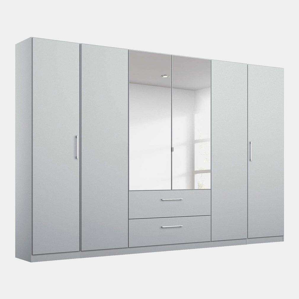 Cologne - Mirrored Wardrobe With Drawers & Mirror 271cm 6 Door 2 Mirror 2 Drawer