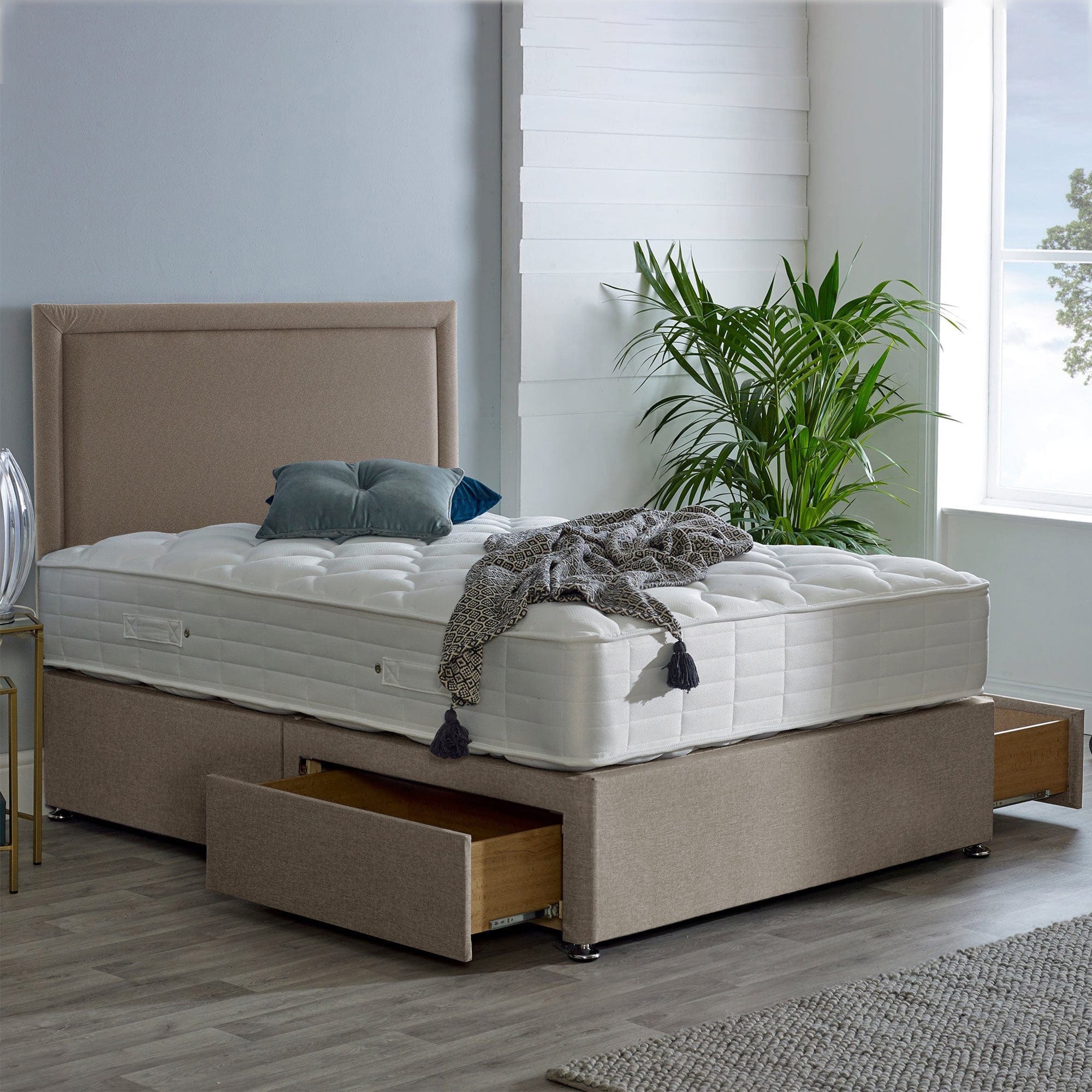 Comfort Deluxe 1000 - Divan Bed & Mattress, Lana Beige