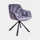 Ergen - Swivel Dining Chair In Dark Grey Velvet With Black Base