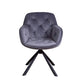 Ergen - Swivel Dining Chair In Dark Grey Velvet With Black Base