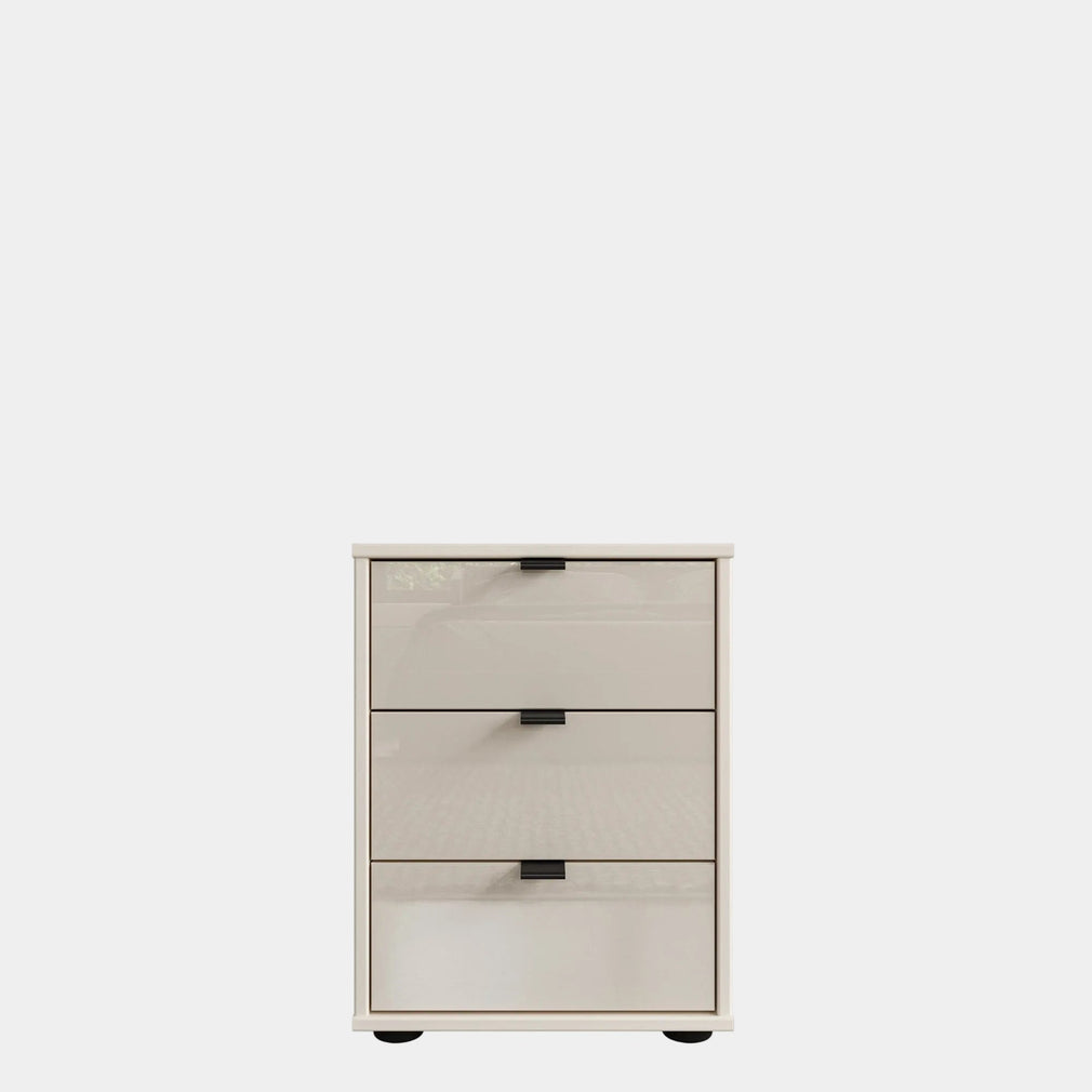 Varnell - 3 Drawer Glass Bedside Table