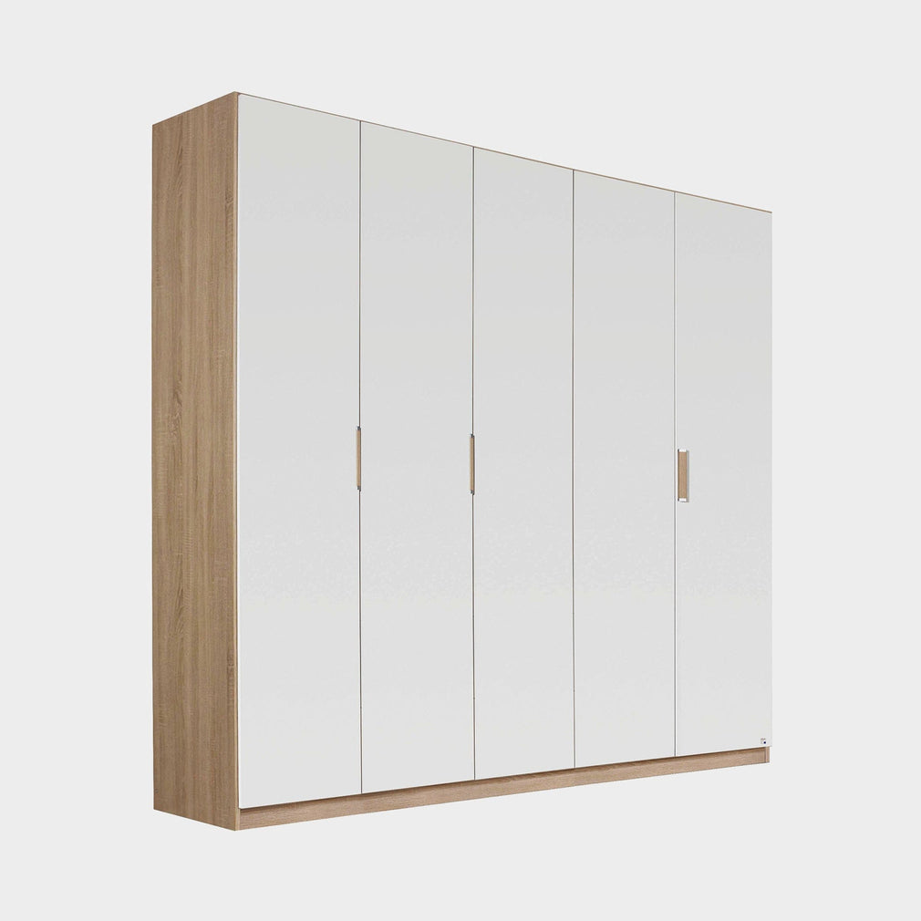 Gamma - Mirrored Wardrobe 226cm 5 Door Glass With Vertical Trim