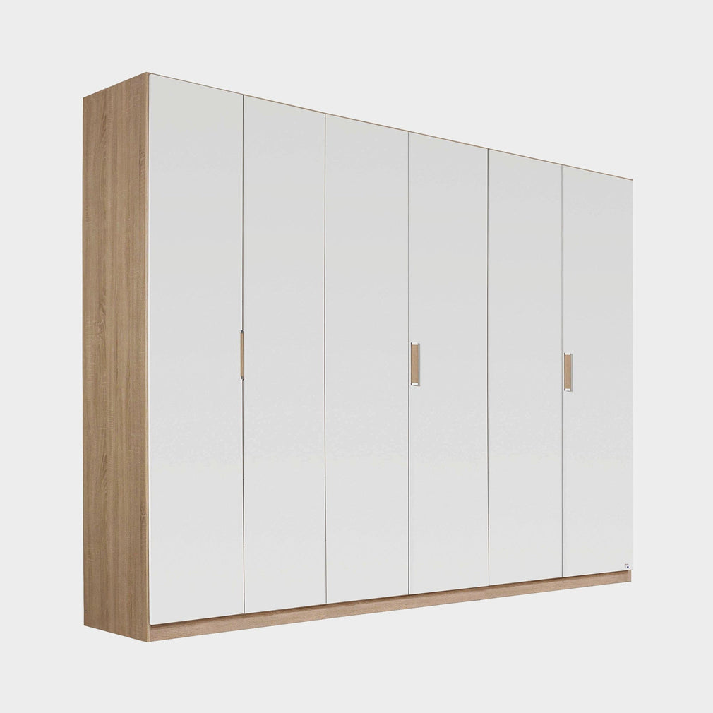 Gamma - Mirrored Wardrobe 271cm 6 Door Glass With Vertical Trim