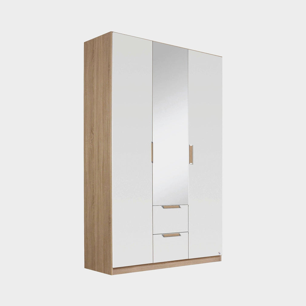 Gamma - Wardrobe With Mirror 136cm 3 Door 1 Mirror 2 Drawer
