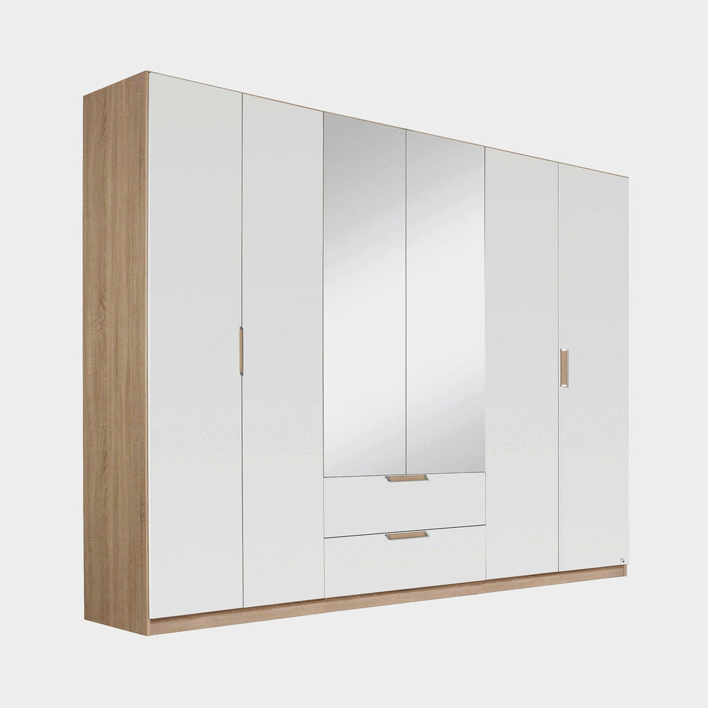 Gamma - Wardrobe With Mirror 271cm 6 Door 2 Mirror 2 Drawer