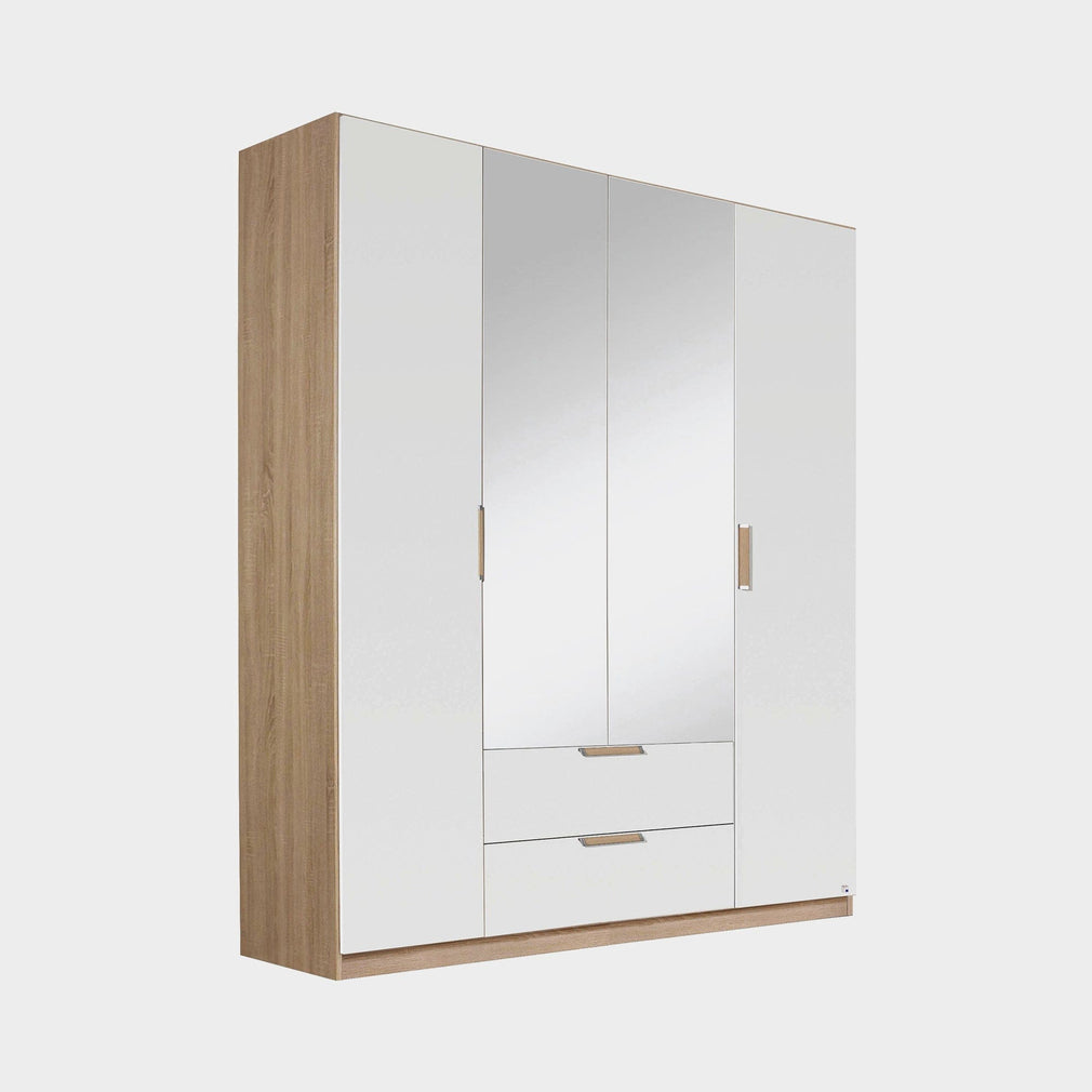 Gamma - Wardrobe With Mirror 181cm 4 Door 2 Mirror 2 Drawer