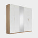 Gamma - Mirrored Wardrobe, Oak & Glass 226cm 5 Door 1 Mirror Glass With Vertical Trim
