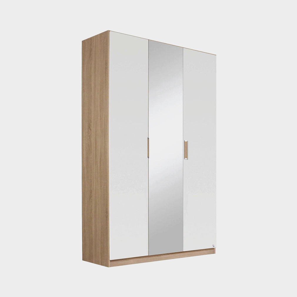 Gamma - 136cm Hinged 3 Door 1 Mirror Robe In Glass With Vertical Trim 52G3