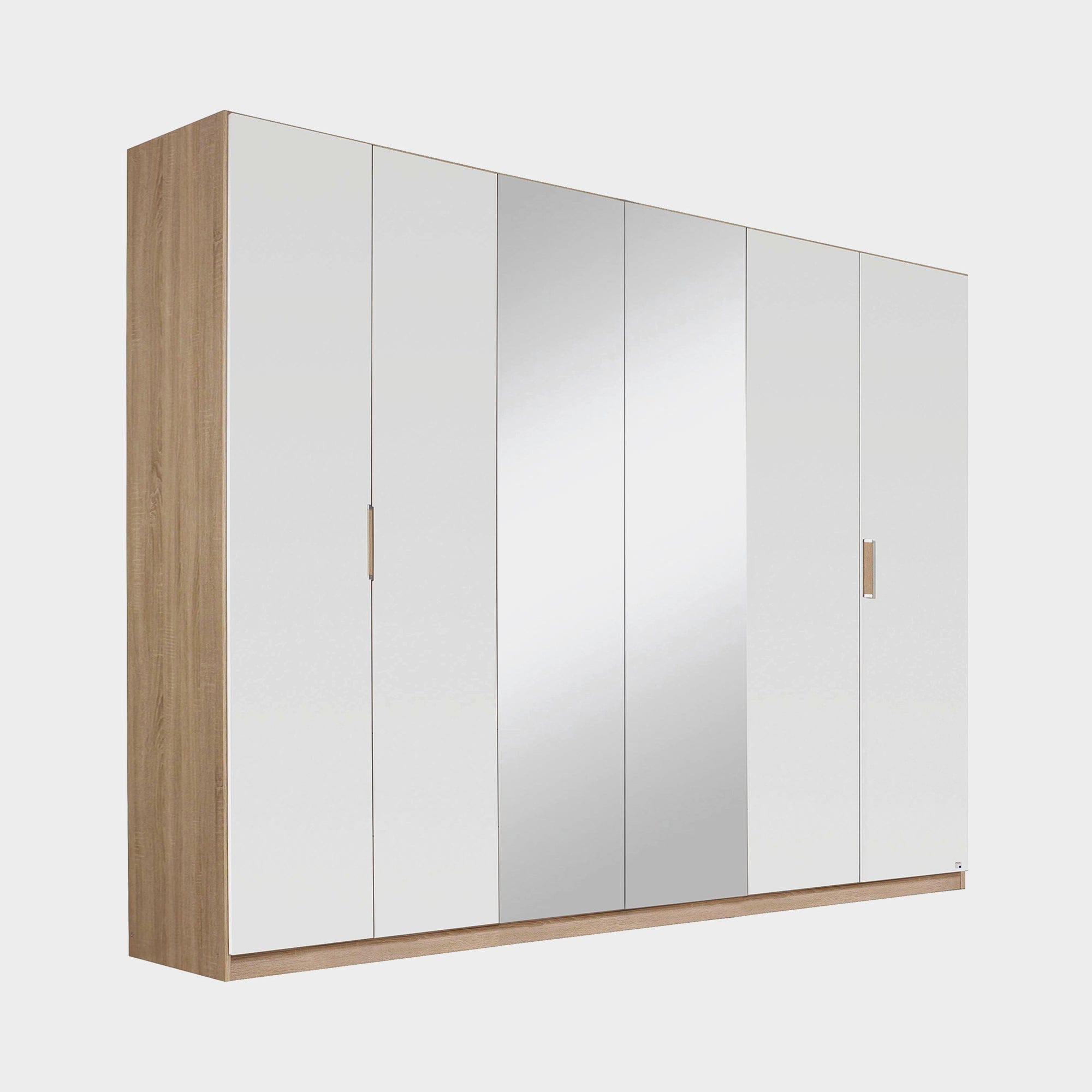 Gamma - 271cm Hinged 6 Door 2 Mirror Robe In Glass With Vertical Trim 52G6